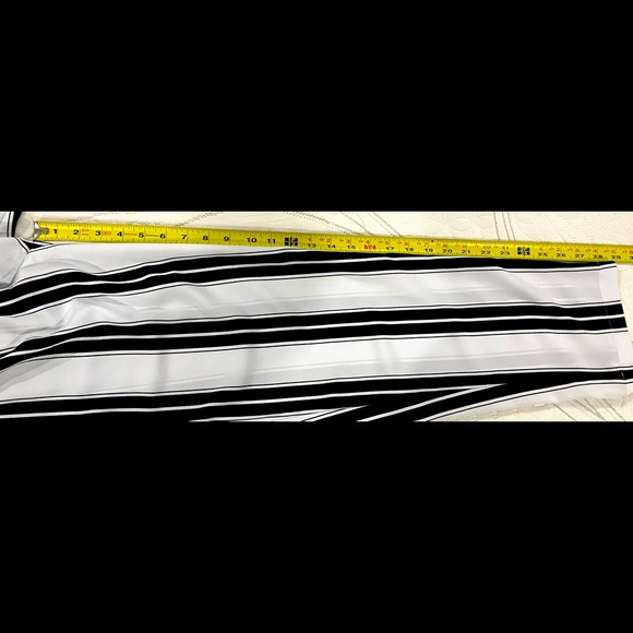 Express Strapless Jumpsuit in B&W Stripes - Picture 5 of 6